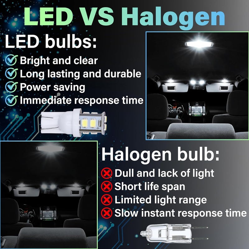 ecocstm 24 قطعة أضواء سقف LED داخلية للسيارات، 194 T10 DE3175 578 31mm 42mm أضواء LED للسيارة، ملحقات للسيارة لخرائط السيارة، لوحة الترخيص، ضوء الباب، علامة جانبية، ضوء الزاوية، ضوء الصندوق (أبيض) - Image 4